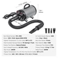 thumbnail image 4 of Dog Dryer, 2800W/4.3HP Dog Blow Dryer, Pet Grooming Dryer with Adjustable Speed and Temperature Control, Pet Hair Dryer with 4 Nozzles and Extendable Hose, Grey and Black, 4 of 6