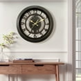thumbnail image 2 of Unique Bargains Rustic Farmhouse Gear Clock with Moving Gears Wall Clock Black, 2 of 6