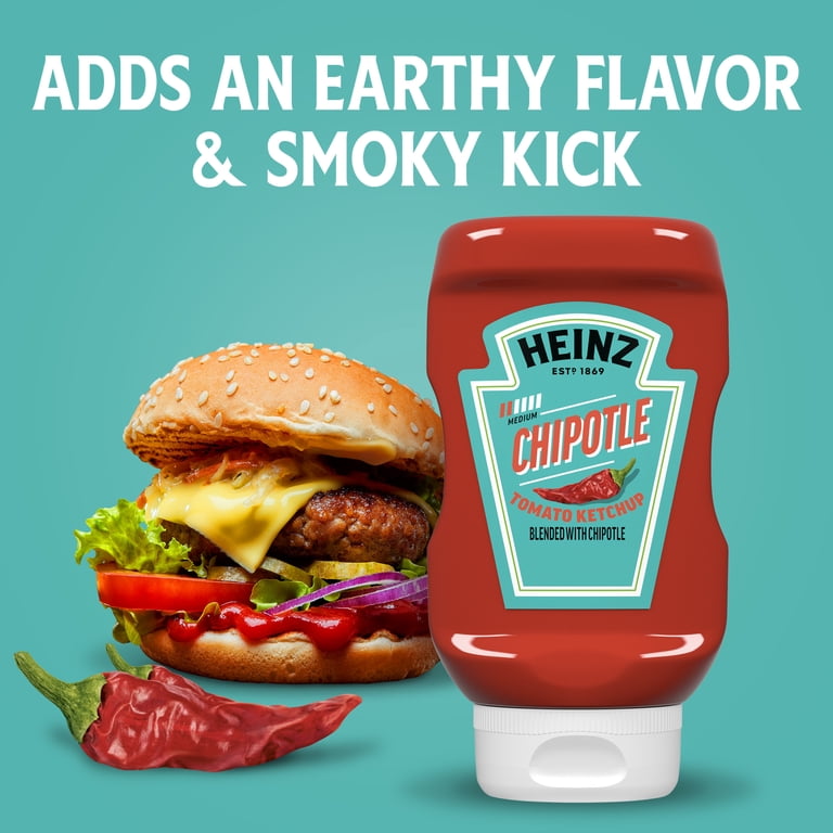 6 pack) Heinz Tomato Ketchup Blended With Chipotle, 14 oz Squeeze