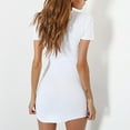 thumbnail image 2 of Lefu Couleur Unie Femmes Dames Sexy Col Rond à Manches Courtes Partie Slim Robe, 2 of 9