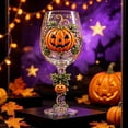 thumbnail image 4 of Halloween Wine Goblets,Clear Stemmed Glass with Pumpkin and Star Pattern Decor,for Festival Dinner Table and Holiday Party Supplies, 4 of 5