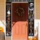 thumbnail image 5 of Letrero de porche con temática de Halloween, diseño de calabaza y farol, para puerta principal, decorativo, para colgar, de bienvenida, para fiesta, con fantasmas y murciélagos, para el hogar y, 5 of 7