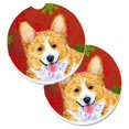 thumbnail image 1 of Corgi Flocons de Neige Rouges et Verts Ensemble de Noël de 2 Porte-Gobelets sous-Verre de Voiture, 1 of 1