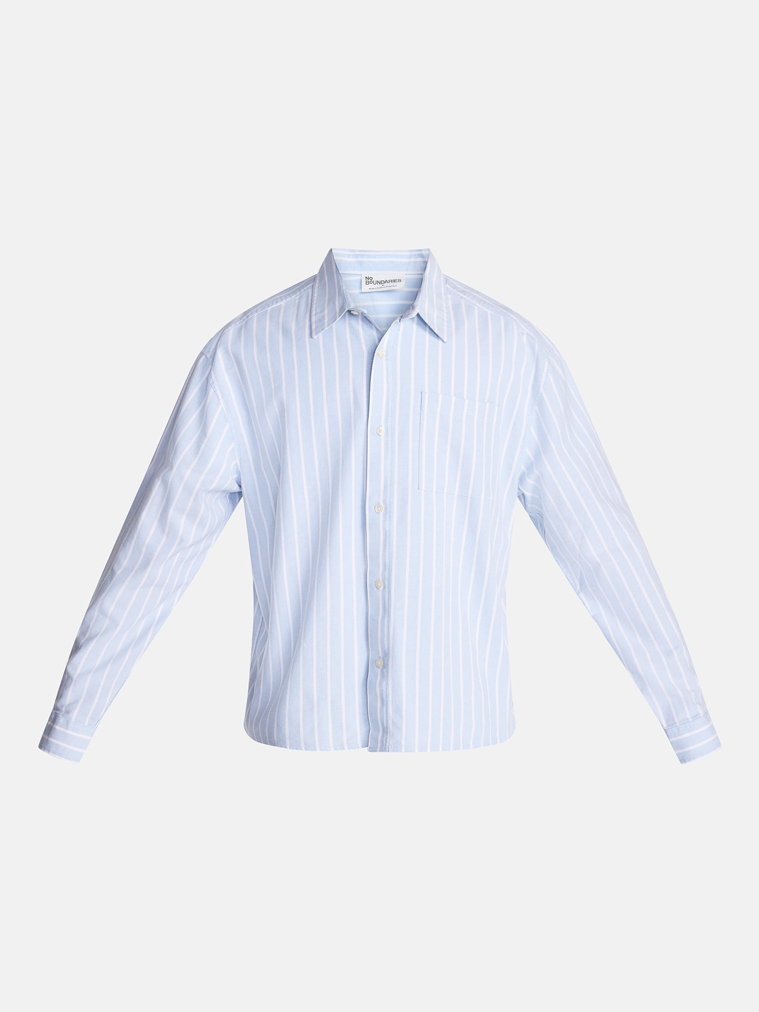 No Boundaries Boxy Cropped Fit Oxford Shirt with Long Sleeves, Men's XS-5XB