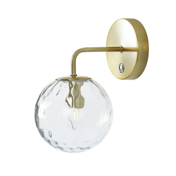 Teamson Home 1 Light Clear Hammered Textured Glass Globe Shade On A Straight Arm Wall Sconce With Round Fixture And Touch Switch Dimmer Gold Com - Are Wall Lights Outdated