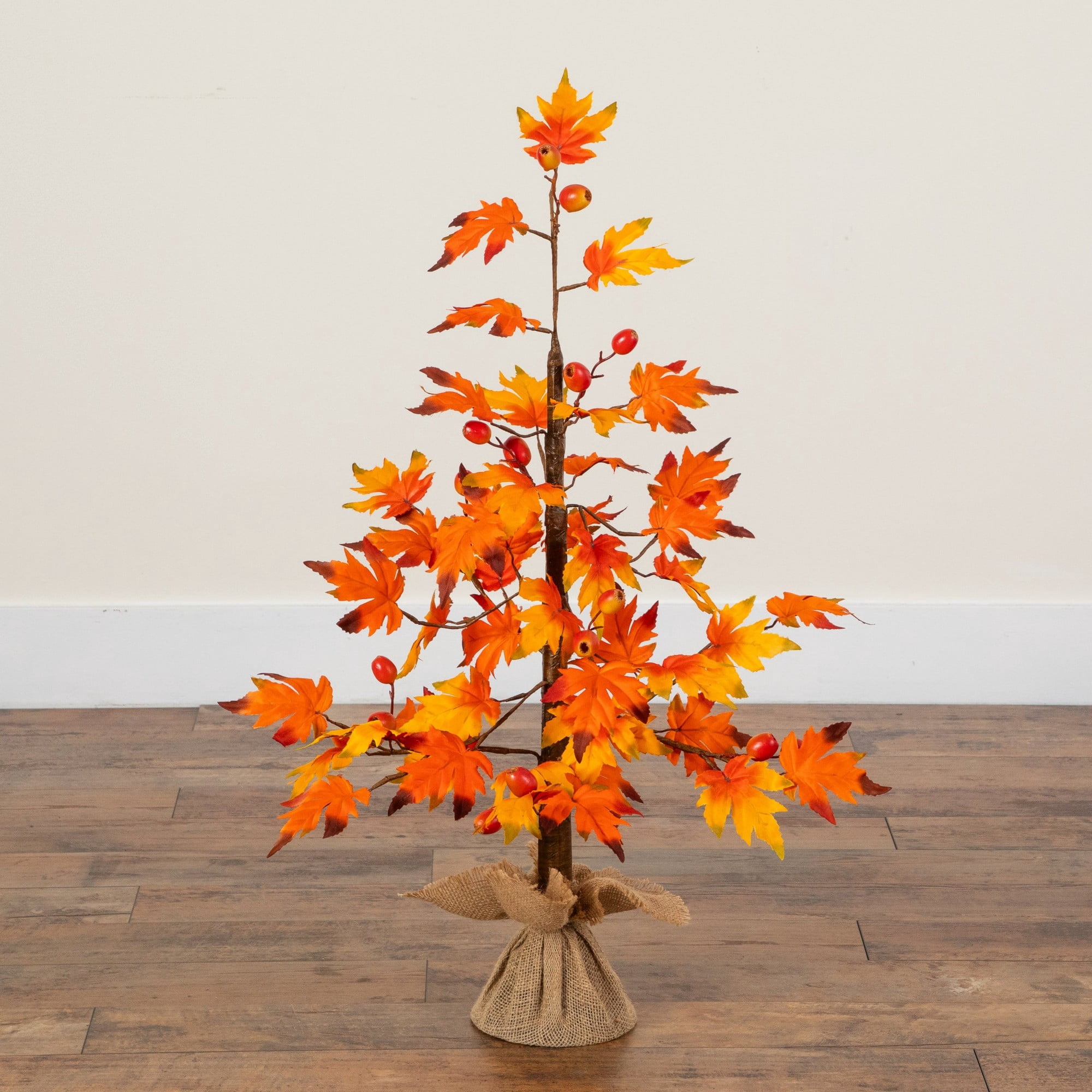 3ft. Autumn Maple Artificial Fall Tree with Berries in Burlap Wrapped Base