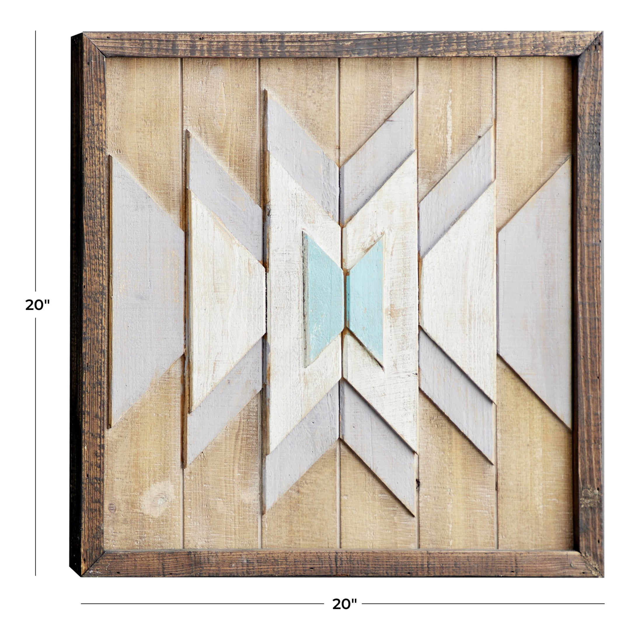 DecMode Brown Wood Handmade Southwestern Geometric Wall Decor