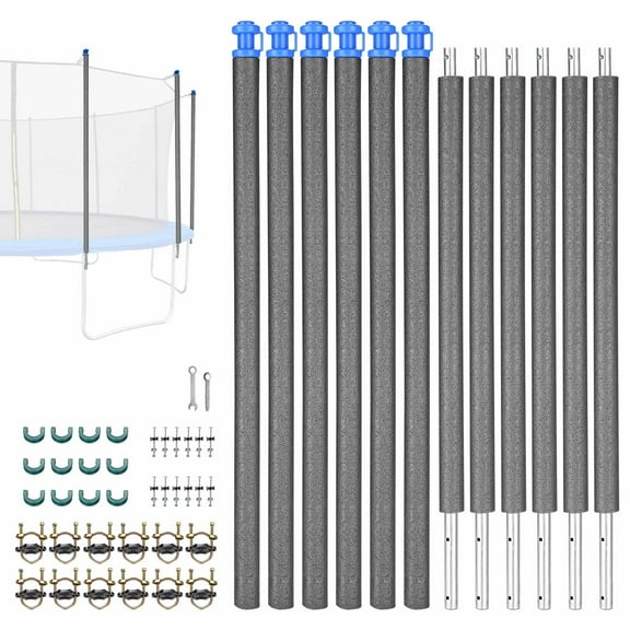Yescom Universal Trampoline Replacement Enclosure Poles Accessories with Clamp and Hardware Fits 6 Straight Poles Trampoline