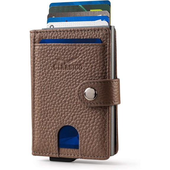 Claasico Men Slim Bifold Wallet & Credit Card Case | Compact Card Holder w/Pop Up Button & ID Slot
