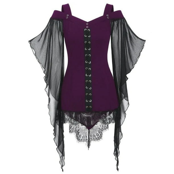 ICHUANYI Clearance Women's Fashion Casual Long Sleeve Button Lapel Print Pocket Top Blouse(Purple, S) ICHUANYI WER2023081111927