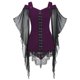thumbnail image 1 of ICHUANYI Clearance Women's Fashion Casual Long Sleeve Button Lapel Print Pocket Top Blouse(Purple, S) ICHUANYI WER2023081111927, 1 of 4