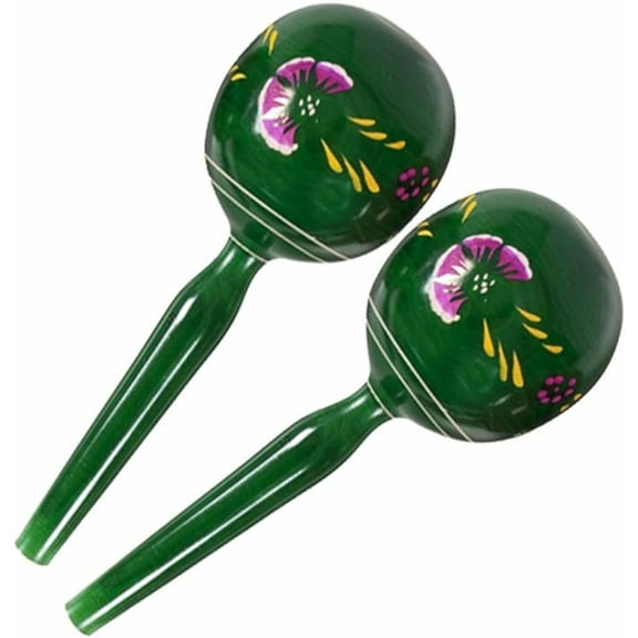 Hand Painted Large Wood Maraca - 11 inches - Green