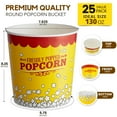 thumbnail image 2 of [25 Pack] Popcorn Buckets Disposable - 130 Oz Yellow and Red Paper Popcorn Containers - Solo Popcorn Tubs for Home and Theater Movie Night - Popcorn Cups for Circus, Carnival Theme Party Decorations, 2 of 7