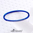 thumbnail image 2 of 555Jewelry Stainless Steel & Cubic Zirconia Hinged Oval Cuff Bangle Bracelet for Women, Blue, 2 of 8