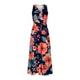 thumbnail image 4 of Busydd Womens Dresses V Neck Sleeveless Maxi Dress Elastic Waist Tiered Swing Sundress Fashion Floral Print Prom Dress Summer Casual Loose Long Dress Comfy Flowy Wrap Dress for Beach Vacation, 4 of 5