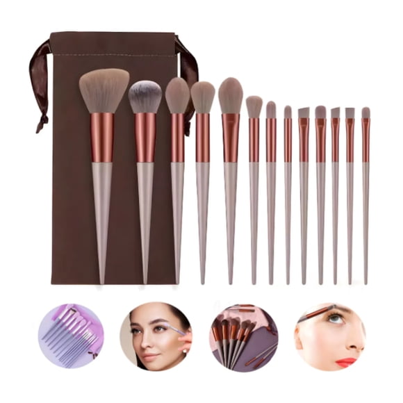 Set 13 piezas de brochas para maquillaje Modelo Marron