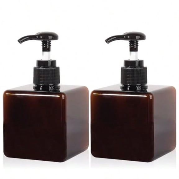 Pump Bottle Refillable Plastic Empty Lotion Soap Dispenser Liquid Container for Bathroom Shampoo and Body Wash 8.5oz/250ml Amber 2 Pack