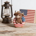 thumbnail image 6 of Win s Way Patriotic Highland Cow Figurine 5th of July Decorations Resin Statue Memorial Day Home Accents Desk Bookshelf Tiered Tray Tabletop Decor, 6 of 9
