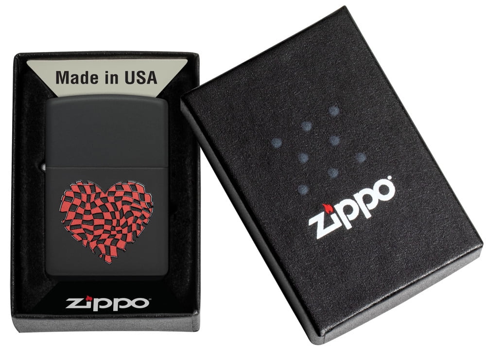 Zippo Heart Design Black Matte Pocket Lighter