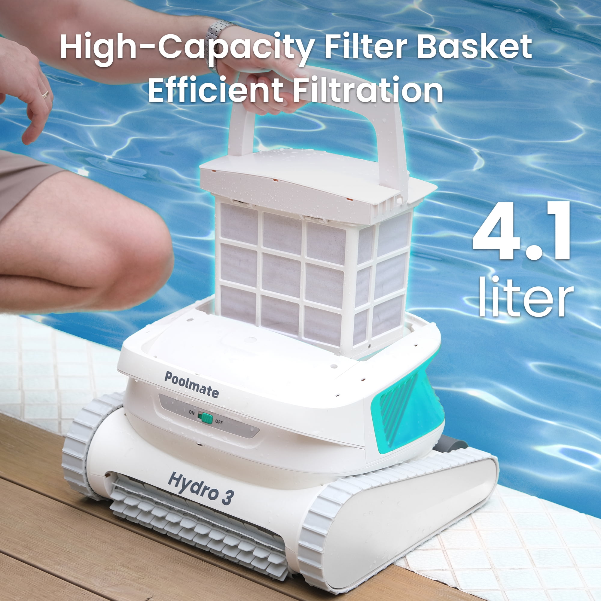 (2025 Upgraded) Hydro 3 Cordless Robotic Pool Cleaner, Automatic Pool Vacuum for Inground and Above Ground Pools, Lasts 200 Mins, Floor/Wall/Waterline Cleaning, Dual Inlet, Waterline Technology