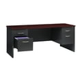 thumbnail image 4 of Hirsh 24D x 72W Double Pedestal Office Desk Credenza, Arch Pull Handles, Charcoal/Mahogany, 4 of 7