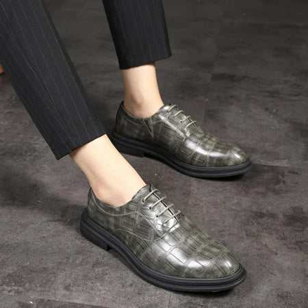 

kpoplk Men s Dress Shoes Mens Dress Shoes Retro Plain Toe Business Casual Oxfords Dress Shoes for Men(Black)