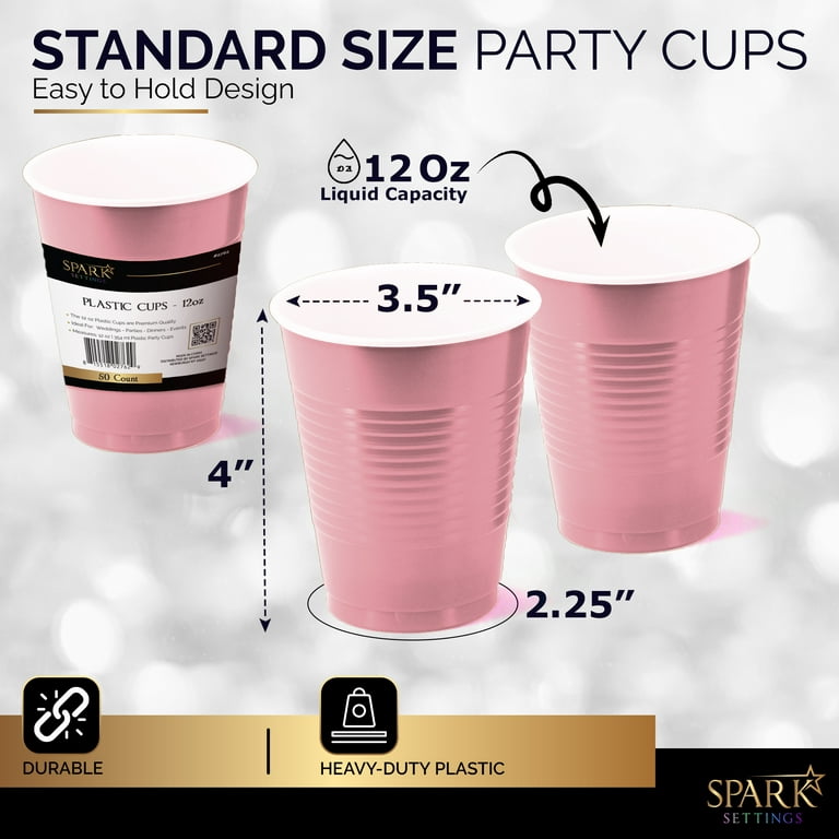 Disposable Plastic Cups, Pink Colored Plastic Cups, 12-Ounce Plastic Party  Cups, Strong and Sturdy Disposable Cups for Party, Wedding, Christmas