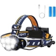 thumbnail image 1 of Lámpara frontal Super Lumineuse, lámpara antorcha LED recargable Lámpara frontal LED con 6 LED 12000LM 8 modos de iluminación con cable USB y 2 baterías, 1 of 7