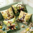 thumbnail image 4 of Antqov 4PCS Easter Pillow Covers 18x18" Soft Bunny Eggs Throw Pillow Cover Spring Decorative Cushion Case for Home Sofa Bed Holiday Decor Gifts, 4 of 6
