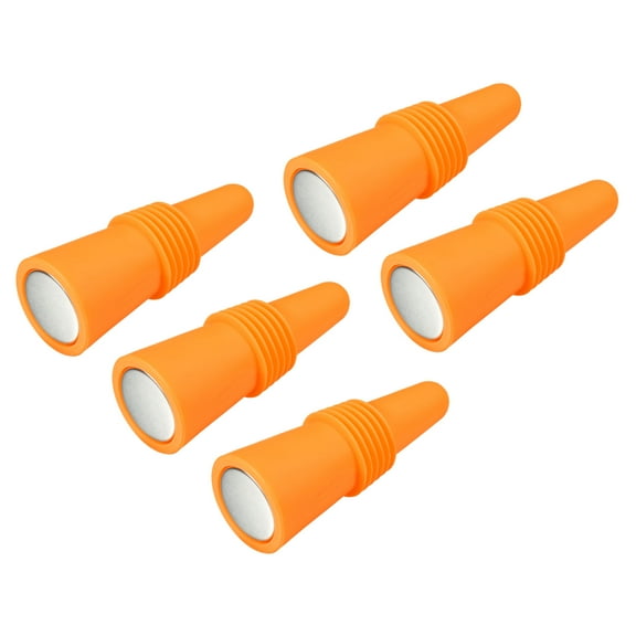 Uxcell Silicone Wine Bottle Stoppers Sealer Caps Cover for Drink Orange 5Pack