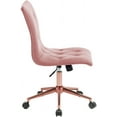 thumbnail image 5 of DUHOME Armless Home Office Chair, Velvet Tufted Computer Rolling Desk Chair with Back Golden Base,Adjustable Vanity Chair with Wheels,Pink, 5 of 14