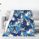thumbnail image 1 of Fotbe Blue and White Butterflies Manta de Franela Acolchonada con Estampado, Súper Suave y Esponjosa, Extra Grande para Sofá, Cama, Uso Todo el Año-50"x40", 1 of 7