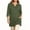 Army Green, variant on Womens Notch Split V Neck Tunic Top Three Quarter Sleeve Dual Side Patch Pockets Longline Loose Fit Casual All Season Daily Wear Shirt