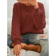 thumbnail image 4 of Cupshe Women's Sweater Long Sleeve Crewneck Sweaters Cable Knit Tops, 4 of 6