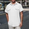 thumbnail image 3 of Xyxonk Mens Casual Shirts Button Down Solid Color Shirts Fashion Comfortable Short Sleeve Collared Vacation Shirts with Pocket White M, 3 of 4