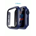 thumbnail image 2 of 2pcs Fashionable Unisex Black Pc Smart Watch Case 2-in-1 Ultra-thin Tempered Glass Screen Protector Film And Case, Compatible With Apple Watch Cover 38/40/41/42/44/45mm, Compatible With Se/9/8/7/6/5/4, 2 of 4