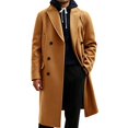 thumbnail image 3 of GrmtClth Men's Double Breasted Overcoat Notched Lapel Long Sleeve Mid‑Long Warm Winter Casual Business Trench Coat with Pockets, 3 of 9