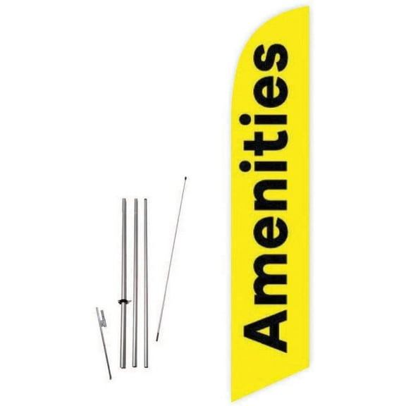 Cobb Promo Amenities Yellow Feather Flag with Complete 15ft Pole kit and Ground Spike