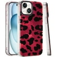 thumbnail image 2 of Case For Apple iPhone 15 Glitter Leopard, Fashion Design Animal Skin Print Slim IMD TPU Dual Layer Shockproof Protective Phone Cover for iPhone 15 Red Leopard, 2 of 9