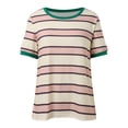 thumbnail image 4 of DHFJKG Womens Tops Striped Color Block Short Sleeve T Shirts Crewneck Casual Loose Fit Basic Tee Shirt Summer Stylish Tops, 4 of 8
