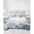 thumbnail image 2 of Quilt King Size Bedding Set, Ocean Starfish Reversible Summer Quilt 3 Pieces, Coastal Weeping Corals Marine Conch Lake Blue Lightweight Bedspreads Coverlets with 2 Pillow Shams for All Seasons, 2 of 5