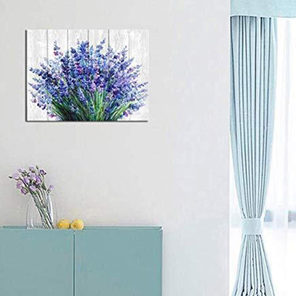 Ana Purple Wall Art Bathroom Decor Rustic Lavender Wall Art Bedroom Pictures Purple Flower Canvas Prints Painting for Living Room Kitchen Farmhouse Home Decoration Vintage Floral Posters 15.7x23.6"