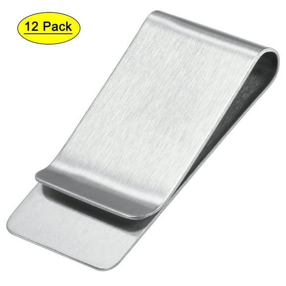 Uxcell 50mm Stainless Steel Slim Clip Credit Card Holder Clamp, Silver 12 Count