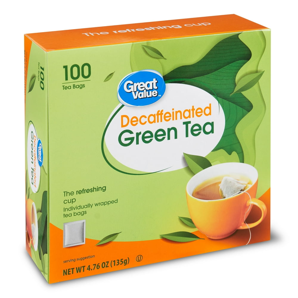 Great Value Decaffeinated Green Tea Bags, 100 Ct