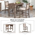 thumbnail image 5 of Mesa de comedor de la hoja de la altura del contador de madera de 3 piezas con 2 sillas de comedor tapizadas para un lugar pequeño, 5 of 5