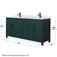 thumbnail image 5 of Wyndham Collection Beckett 72" Wood Double Bathroom Vanity in Green/Matte Black, 5 of 6