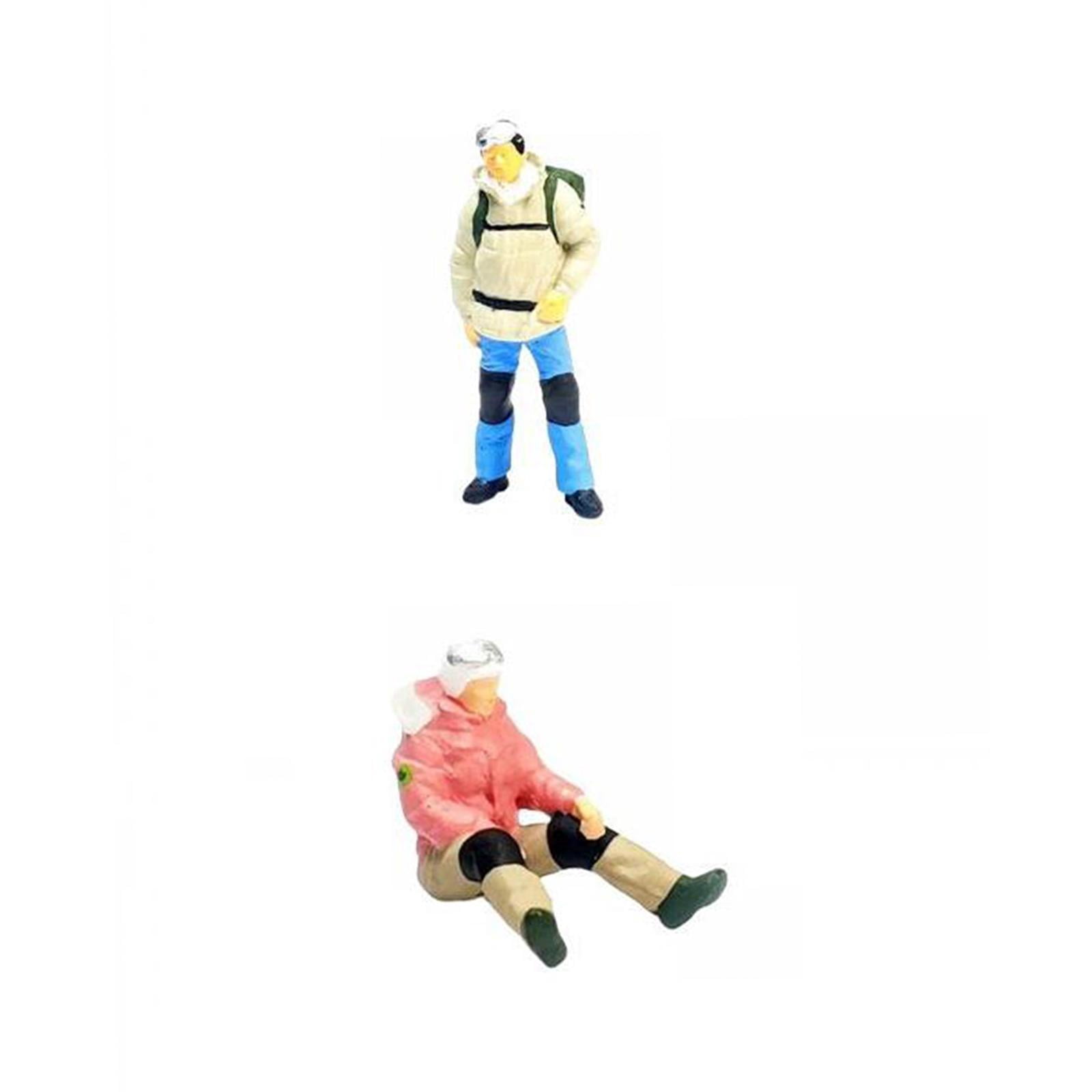 Xuanheng 2Pcs 3D Printed 1/64 Scale Micro Landscape Hiker Climber Miniature Figurines