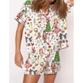 thumbnail image 2 of Conjunto de pijama navideño para mujer 2024, camisa de manga corta con botones y pantalones cortos con estampado de cascanueces, ropa de dormir de 2 piezas para estar en casa, 2 of 5