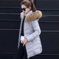 thumbnail image 3 of Chaqueta de plumón con cuello de piel sintética Midi para mujer de invierno M-6XL - Gris plateado Hugo Chaqueta de plumón para mujer, 3 of 7