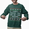 thumbnail image 2 of Funny Ugly Xmas Sweater, Funny Christmas Sweatshirt, Santa Knows You Lied on Your Resume Ugly Christmas Sweater, 2 of 5